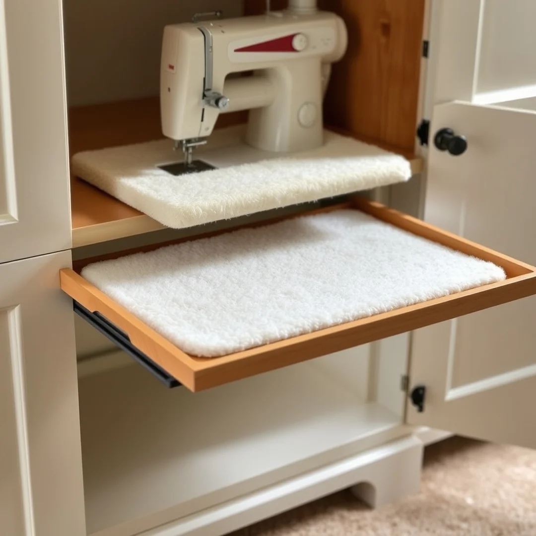 Pull-out Pressing Mat Trays - 18 Sewing Machine Cabinet Ideas to Hide Clutter Smartly