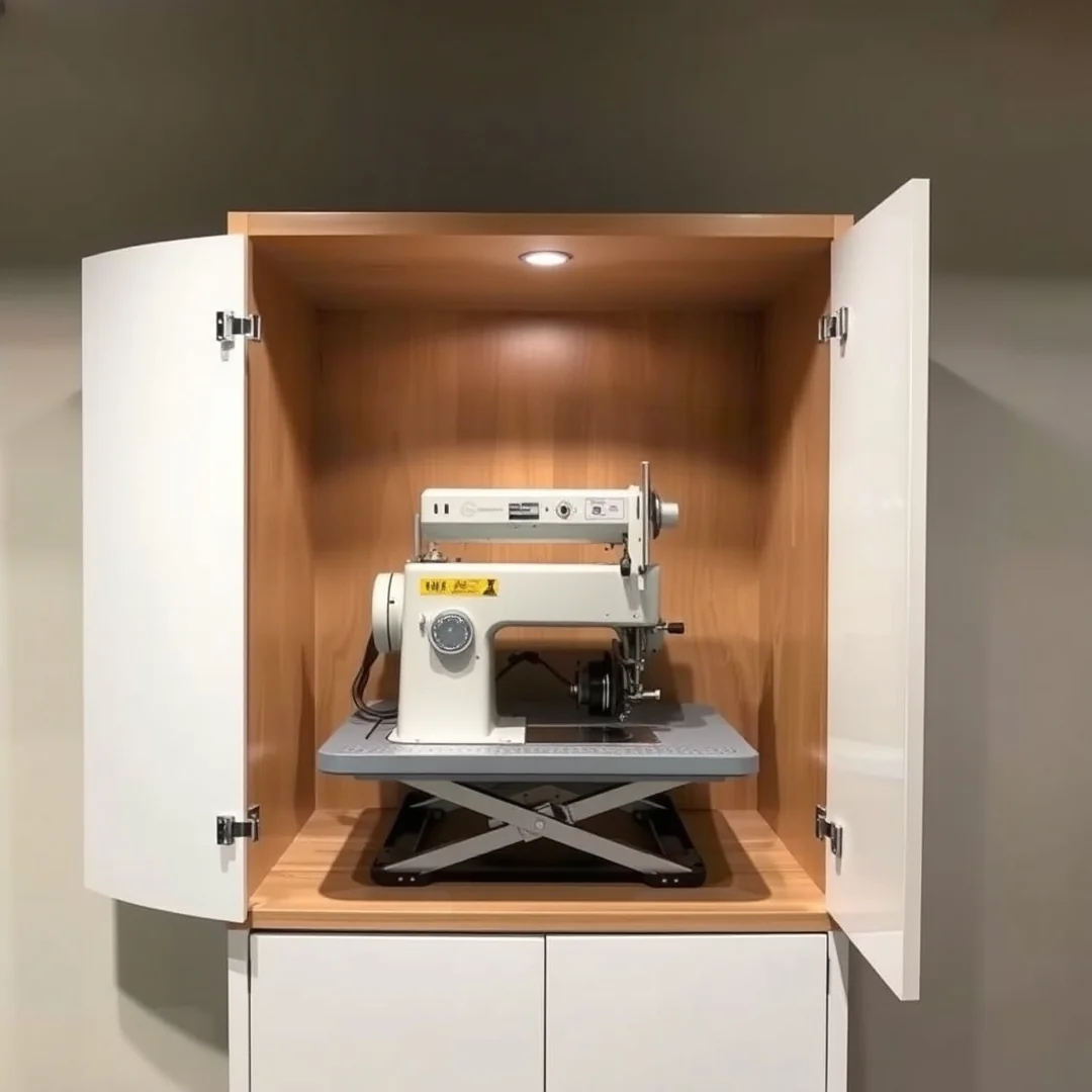 Pop Up Lift Mechanisms - 18 Sewing Machine Cabinet Ideas to Hide Clutter Smartly