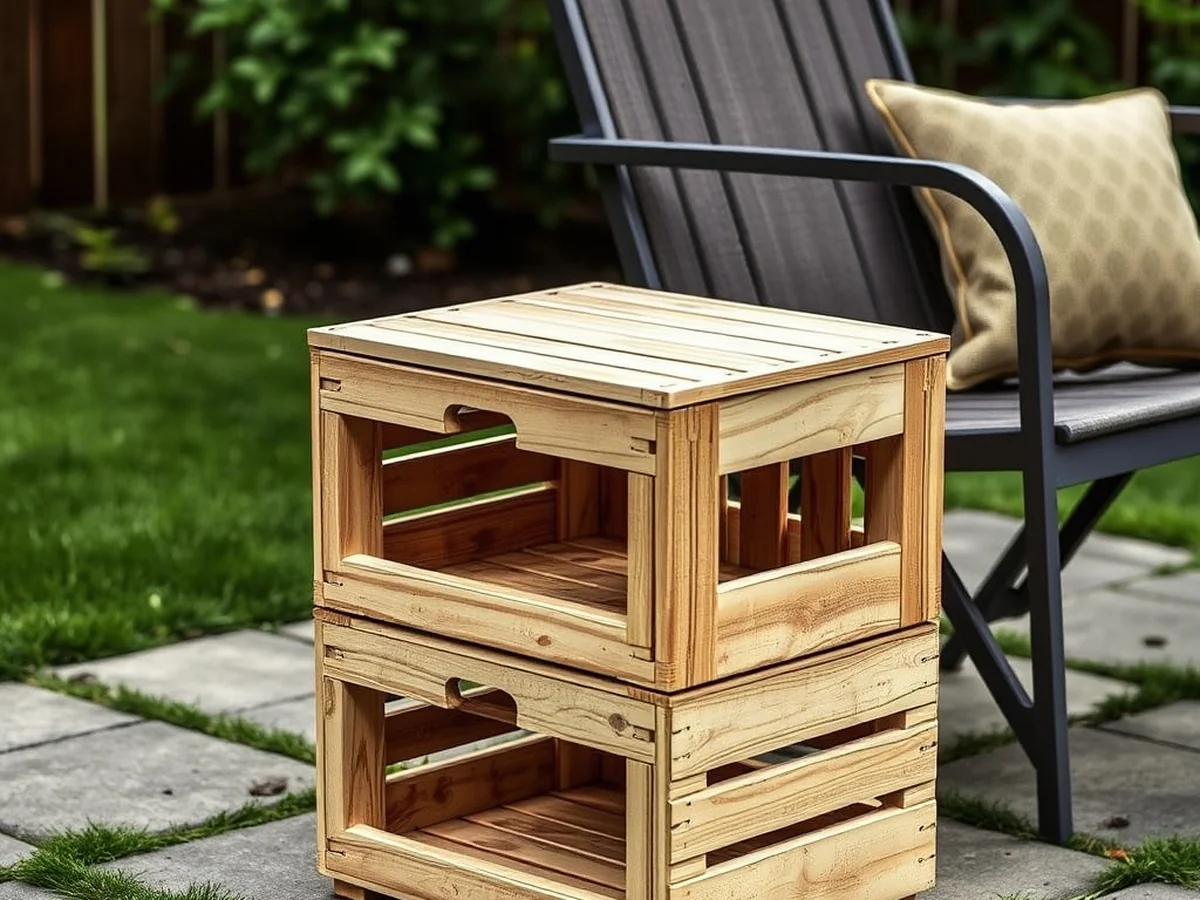 Crate Side Table - 18 Stunning DIY Outdoor Furniture Ideas for Garden