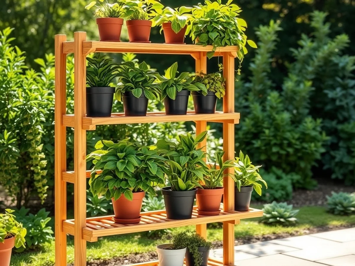 Tiered Plant Stand - 18 Stunning DIY Outdoor Furniture Ideas for Garden