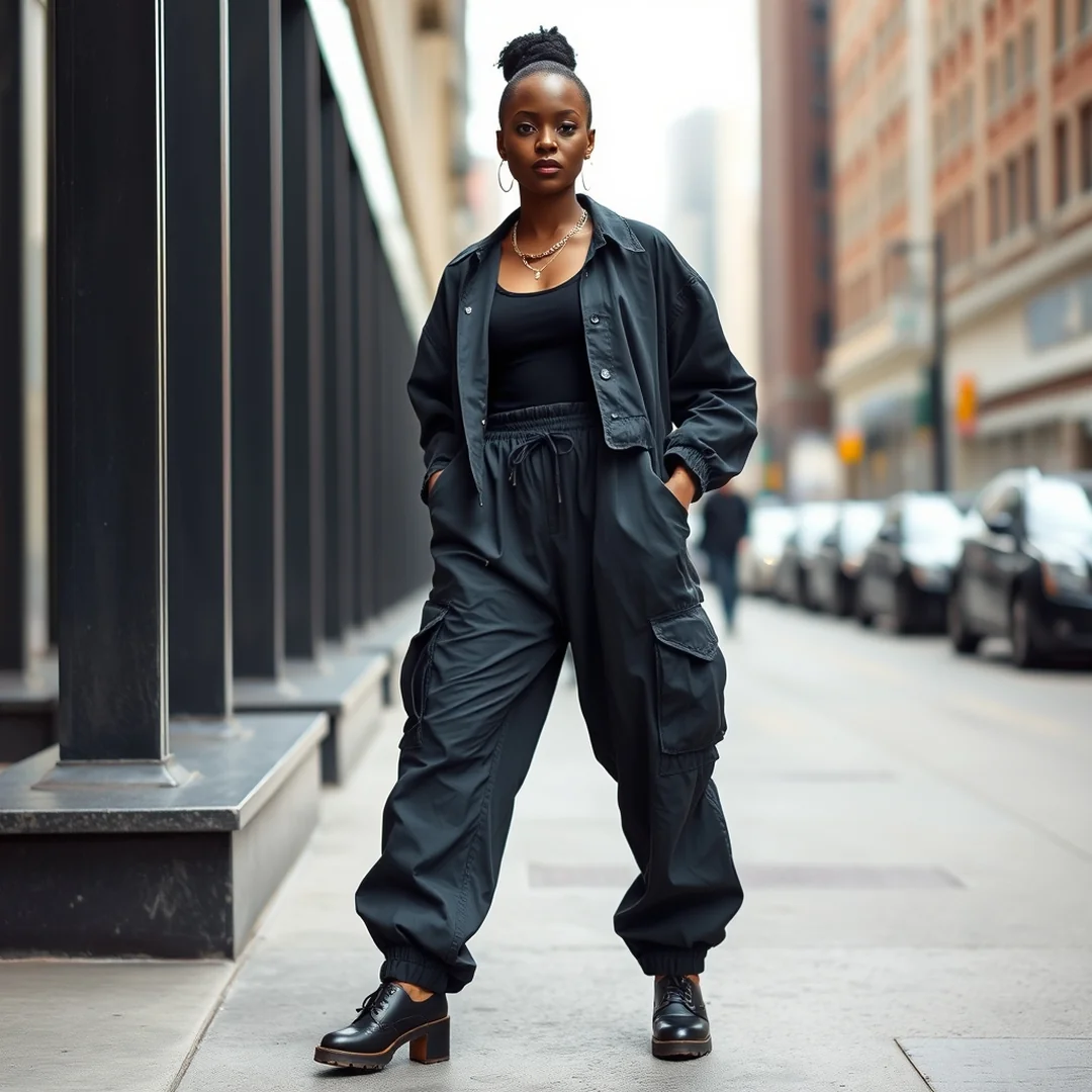 Baggy Cargo Parachute Pants - 19 Baggy Early 2000s Outfits Black Women Street Style