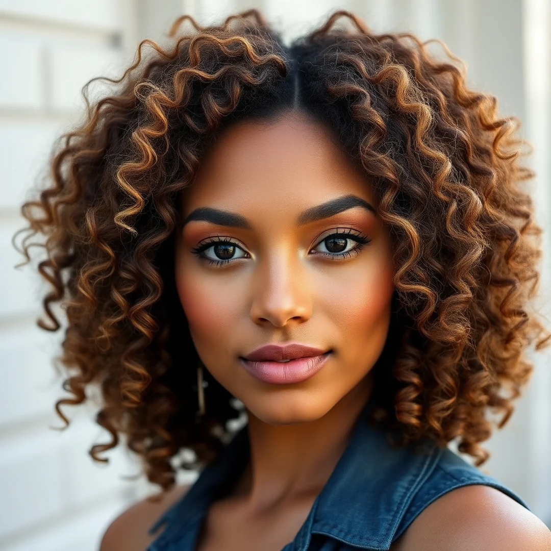 Partial Curly Highlight Style - 19 Defined Curly Brown Hair Highlights Texture Boost Look
