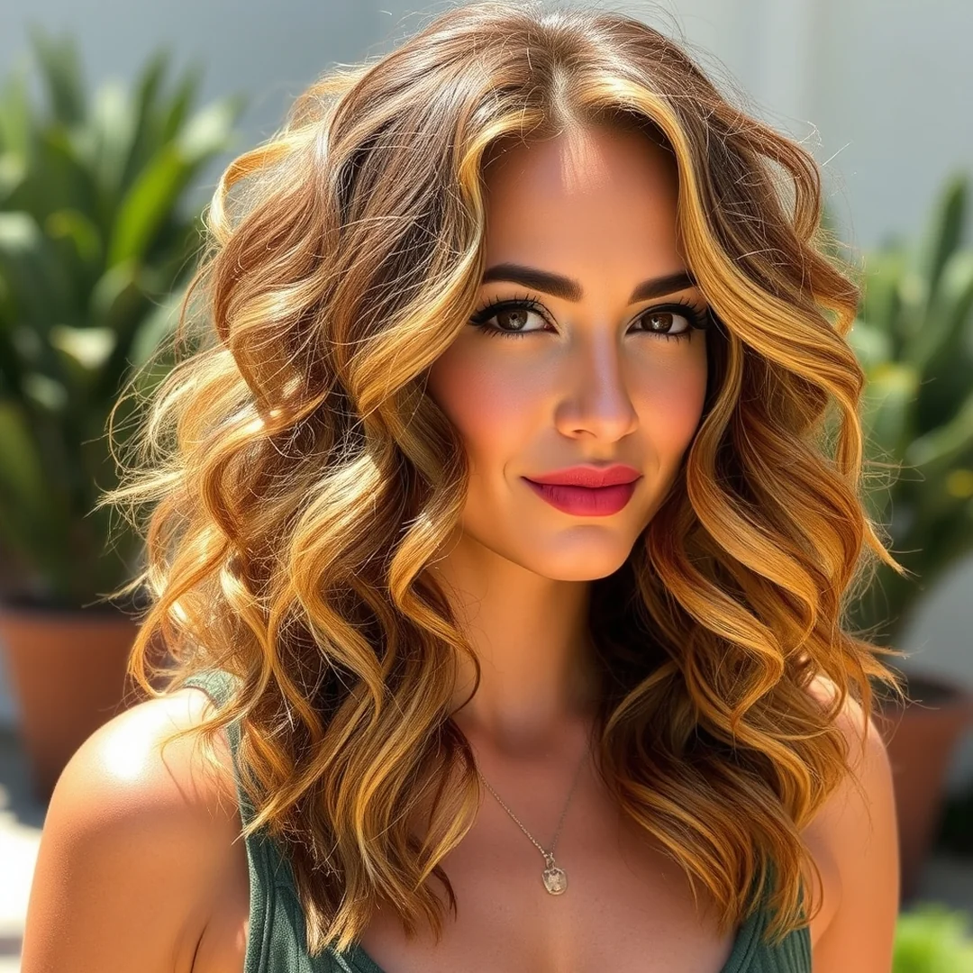Golden Bronde Blending - 19 Defined Curly Brown Hair Highlights Texture Boost Look