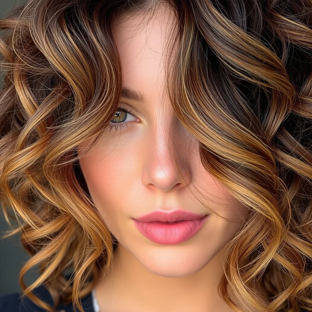 Cinnamon Spice Streaks - 19 Defined Curly Brown Hair Highlights Texture Boost Look