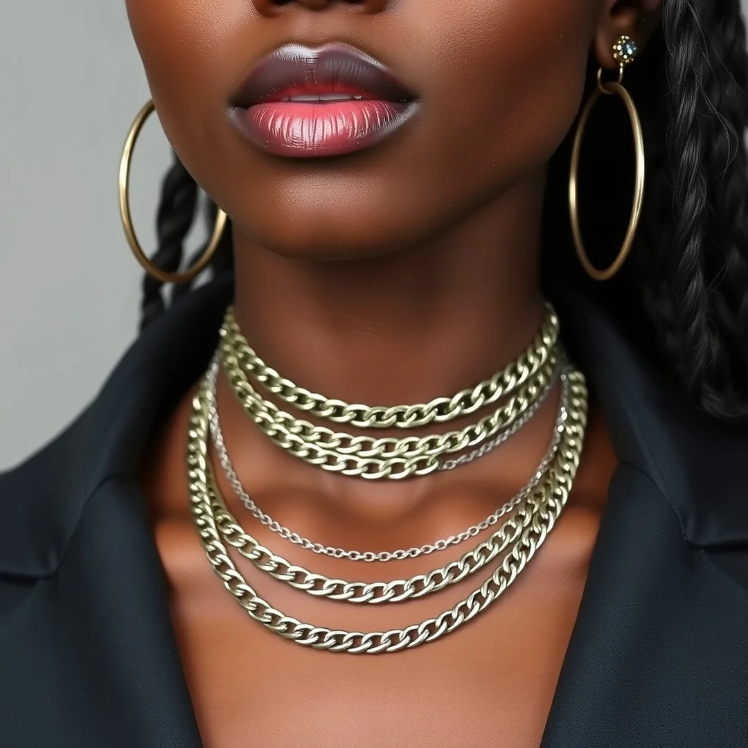 Layered Y2K Necklace Sets - 19 Late 90s 2000s Aesthetic Outfits Black Women Chic