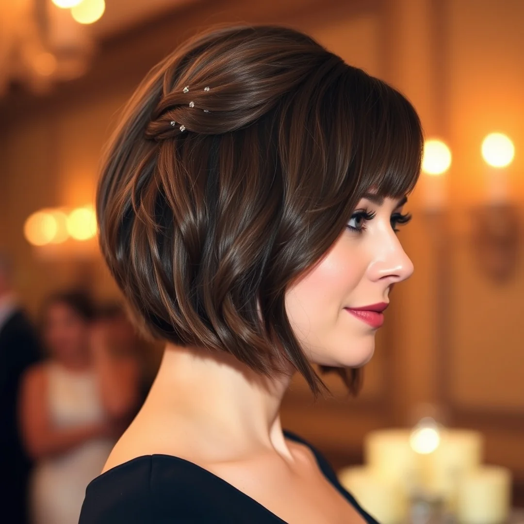 Formal Half-Up Lob - 20 Long Bob Curtain Bangs Hairstyles Face Framing Look