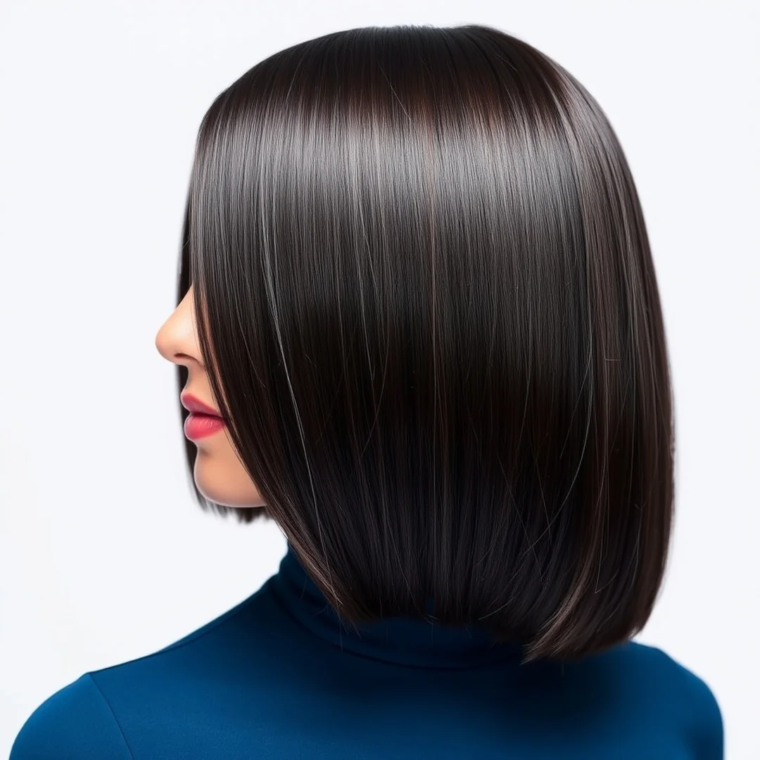 Sleek Straight Lob - 20 Long Bob Curtain Bangs Hairstyles Face Framing Look