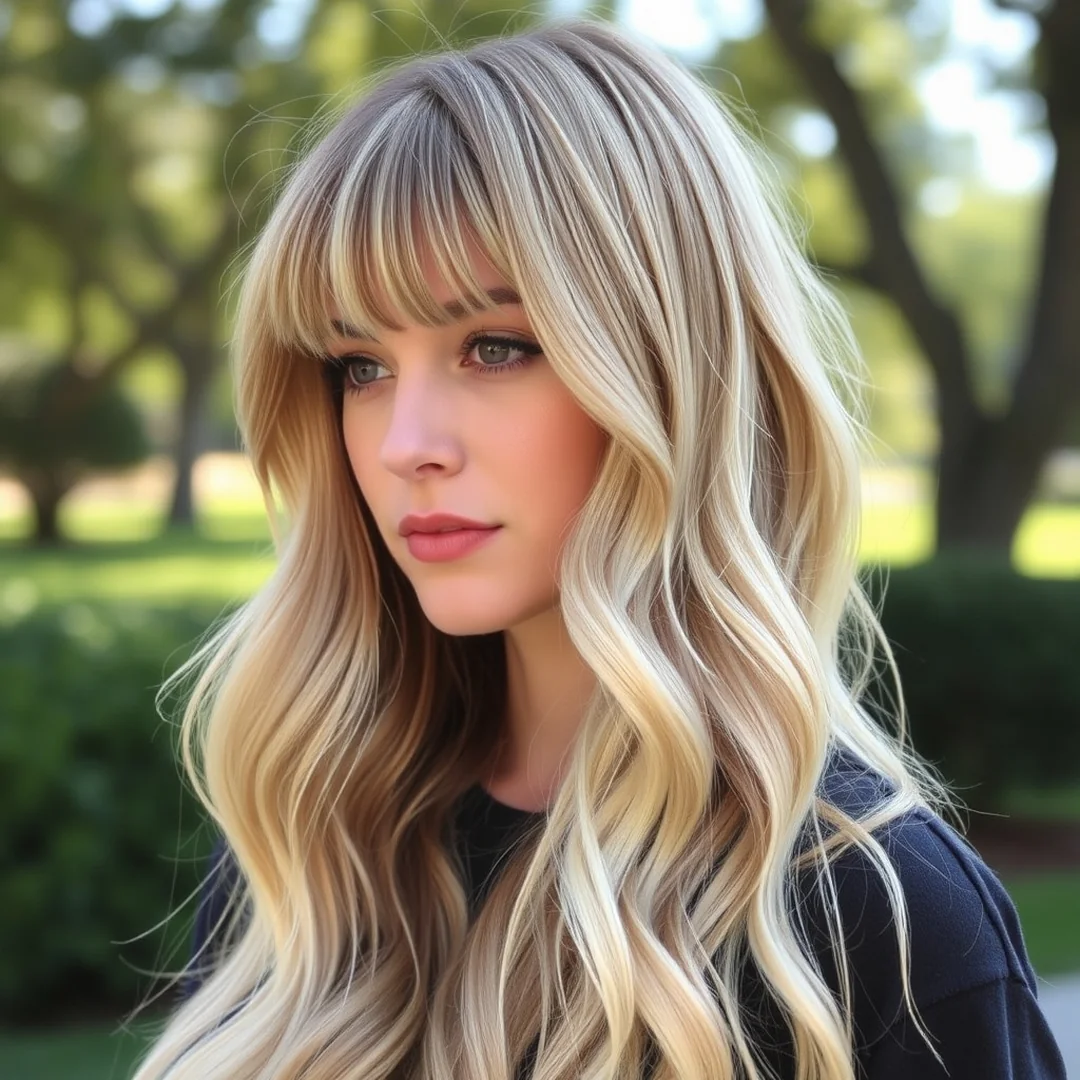 Piecey Bangs Long Waves - 20 Youthful Long Hairstyles Side Bangs Face Lifting Look