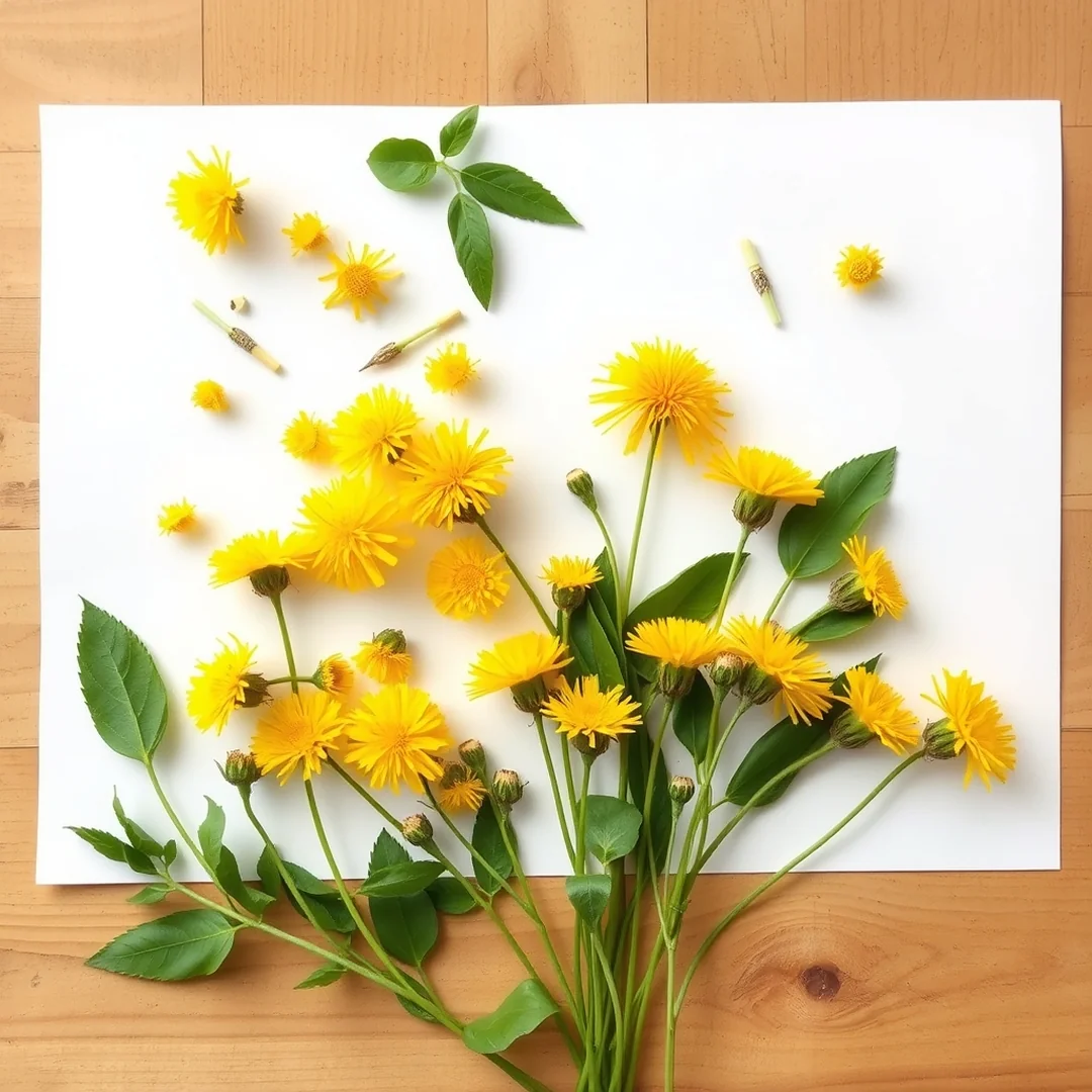 Dandelion Nature Collage - 15 Dandelion Crafts for Toddlers to Enjoy