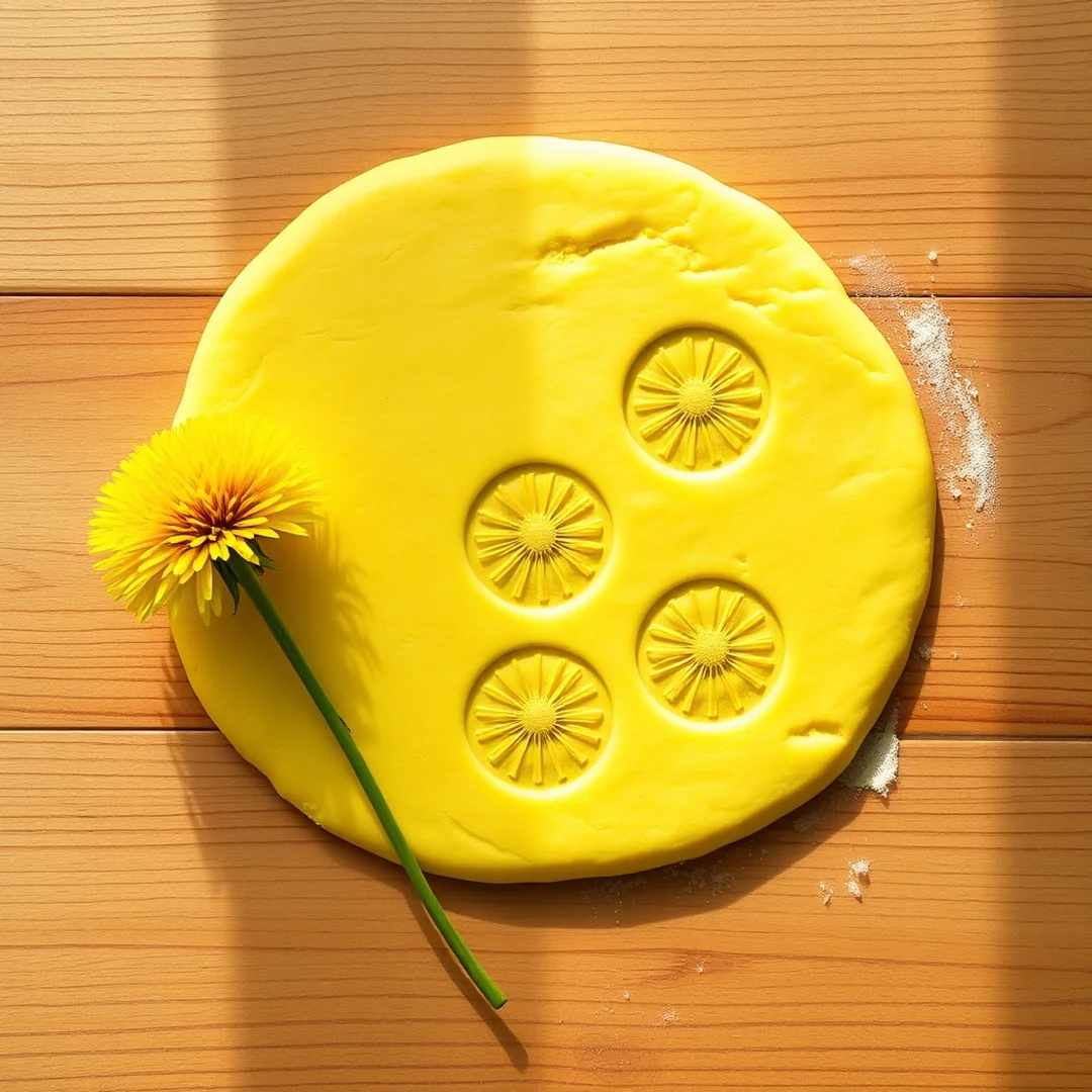 Dandelion Playdough Prints - 15 Dandelion Crafts for Toddlers to Enjoy