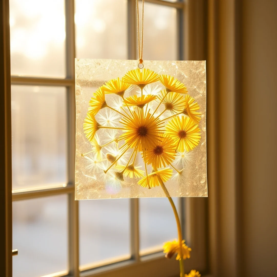 Dandelion Suncatcher Craft - 15 Dandelion Crafts for Toddlers to Enjoy
