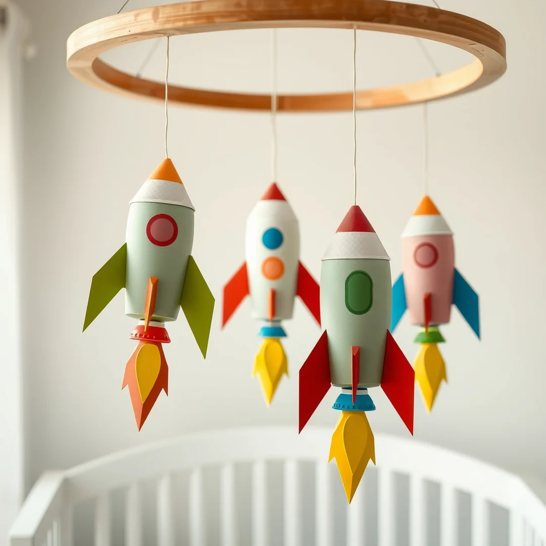 Cardstock Rocket Ship Mobiles - 15 Paper Rocket Ship Craft Ideas Kids Will Love