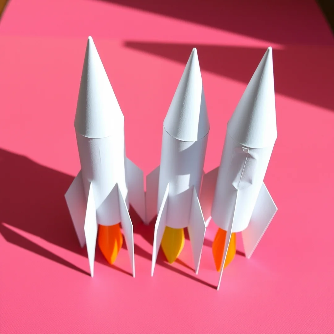 Construction Paper 3D Rockets - 15 Paper Rocket Ship Craft Ideas Kids Will Love