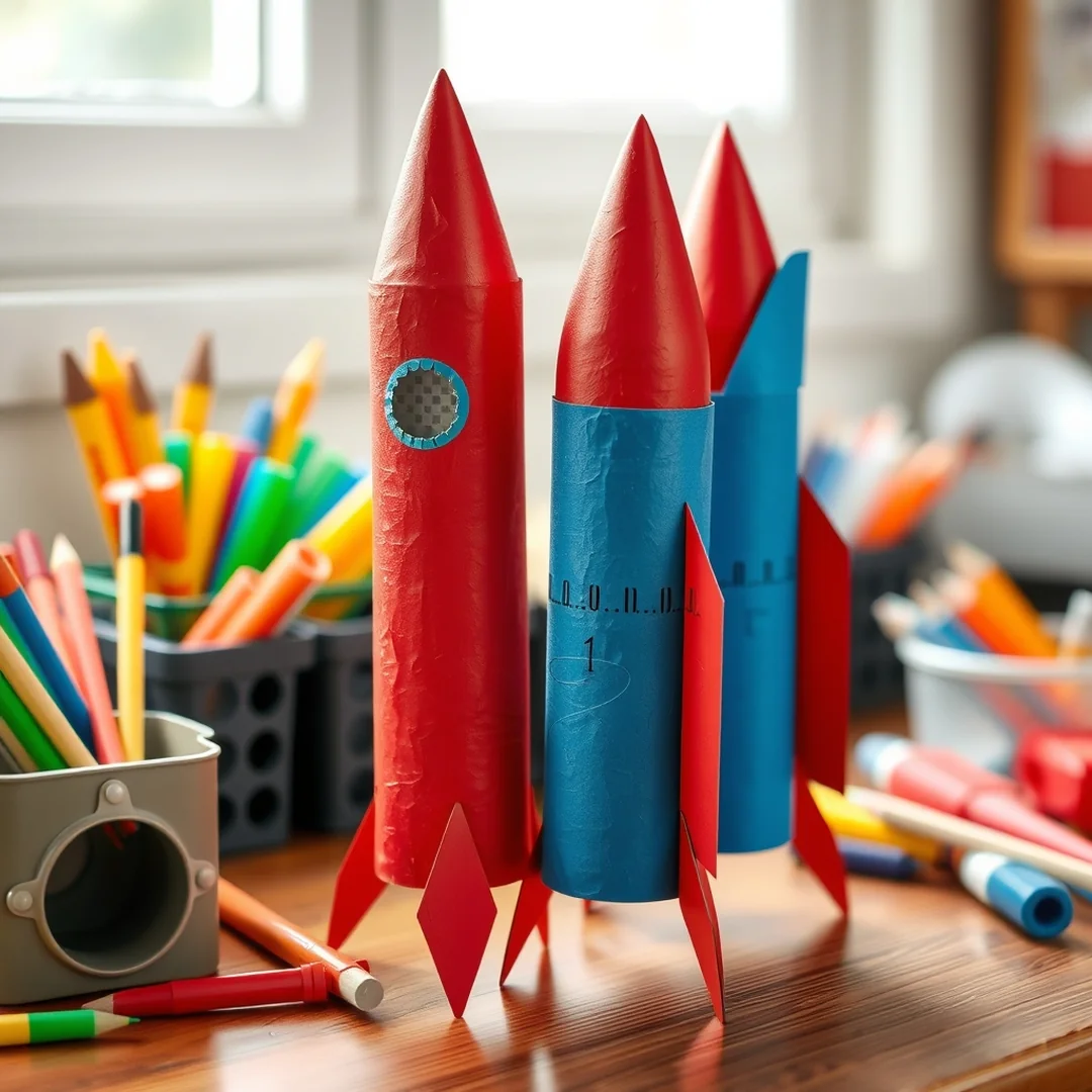 Toilet Paper Roll Rockets - 15 Paper Rocket Ship Craft Ideas Kids Will Love