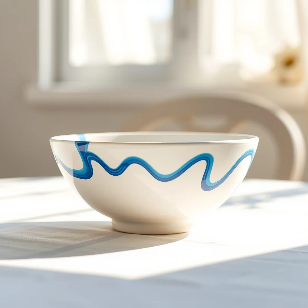 Wavy Line Art - 16 Easy Bowl Pottery Painting Ideas for Beginners