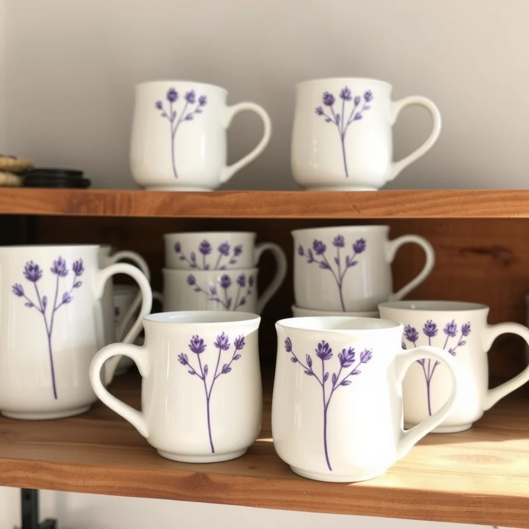 Delicate Lavender Sprig Motifs - 16 Pottery Flower Painting Ideas for Handmade Decor