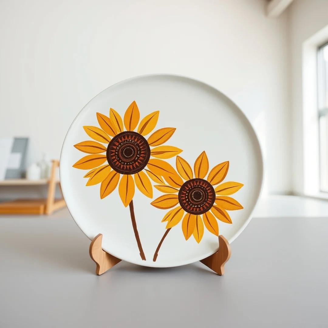 Minimalist Ceramic Sunflower Designs - 16 Pottery Flower Painting Ideas for Handmade Decor