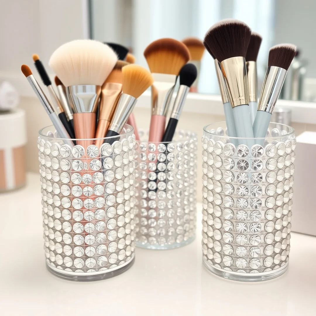 Rhinestone Makeup Brush Holders - 17 Easy Rhinestone Projects That Look Expensive