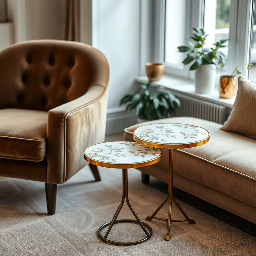 Floral Motif Accent Tables - 17 Hand Painted Furniture Ideas to Transform Home