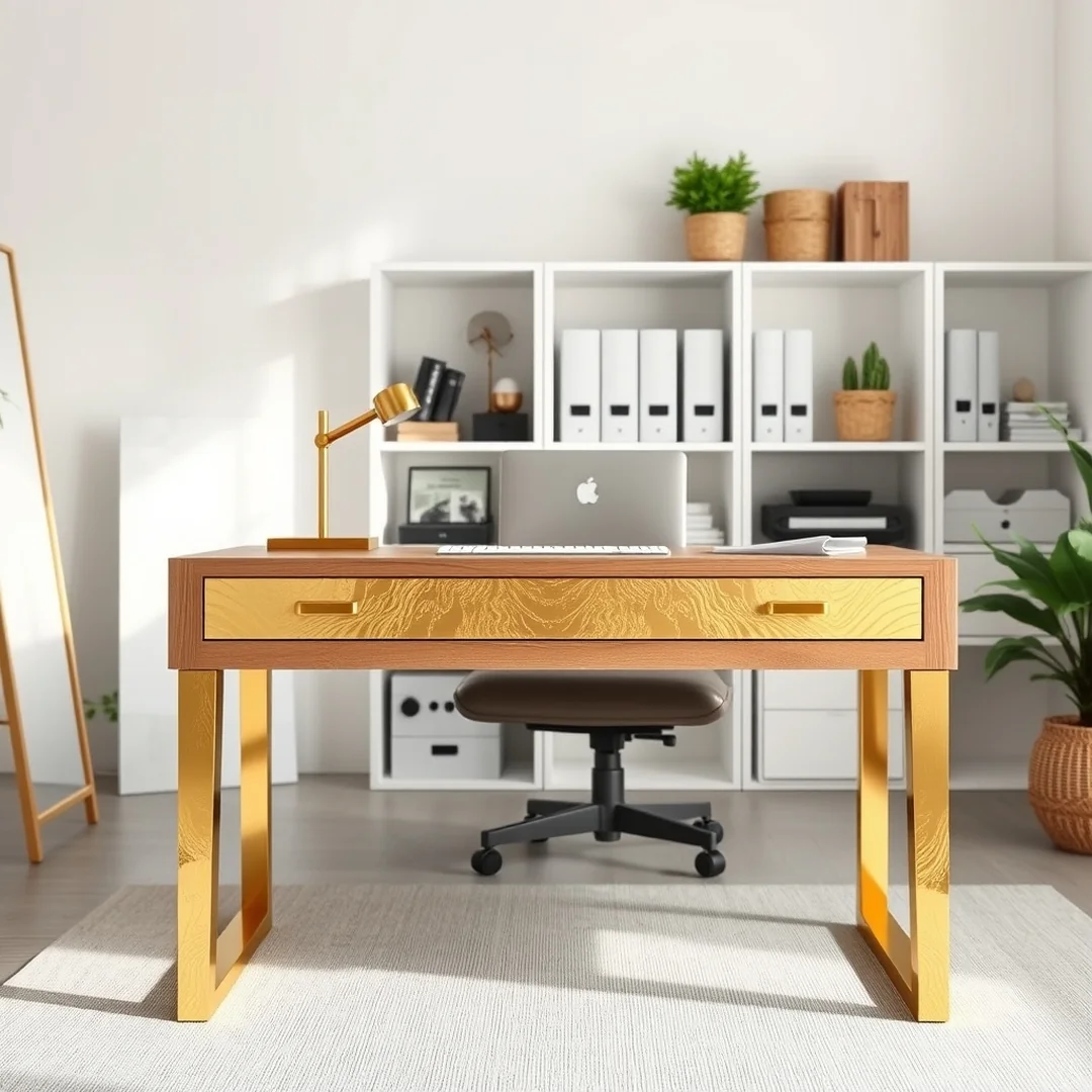 Gold Leaf Accented Desks - 17 Hand Painted Furniture Ideas to Transform Home