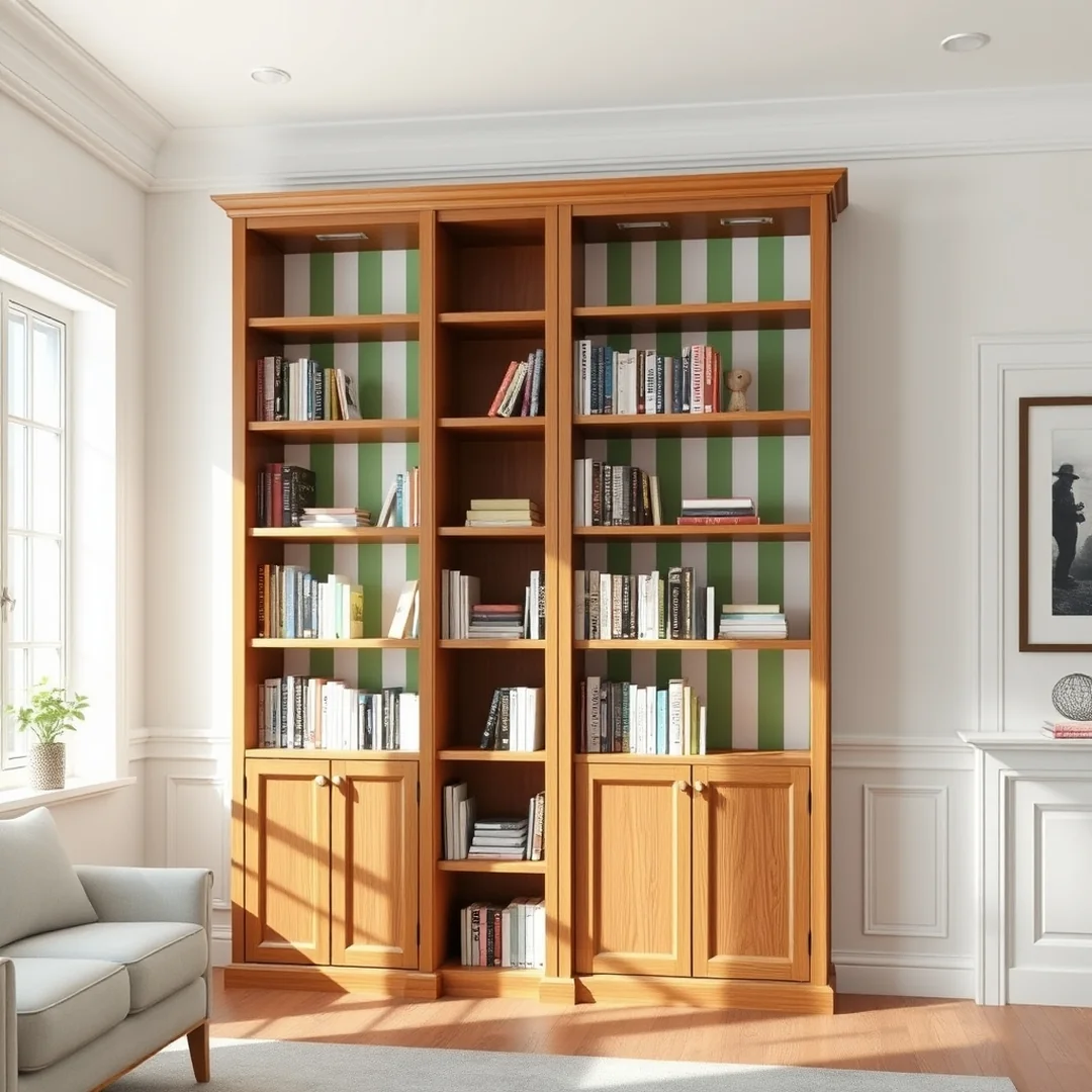 Striped Painted Bookshelves - 17 Hand Painted Furniture Ideas to Transform Home