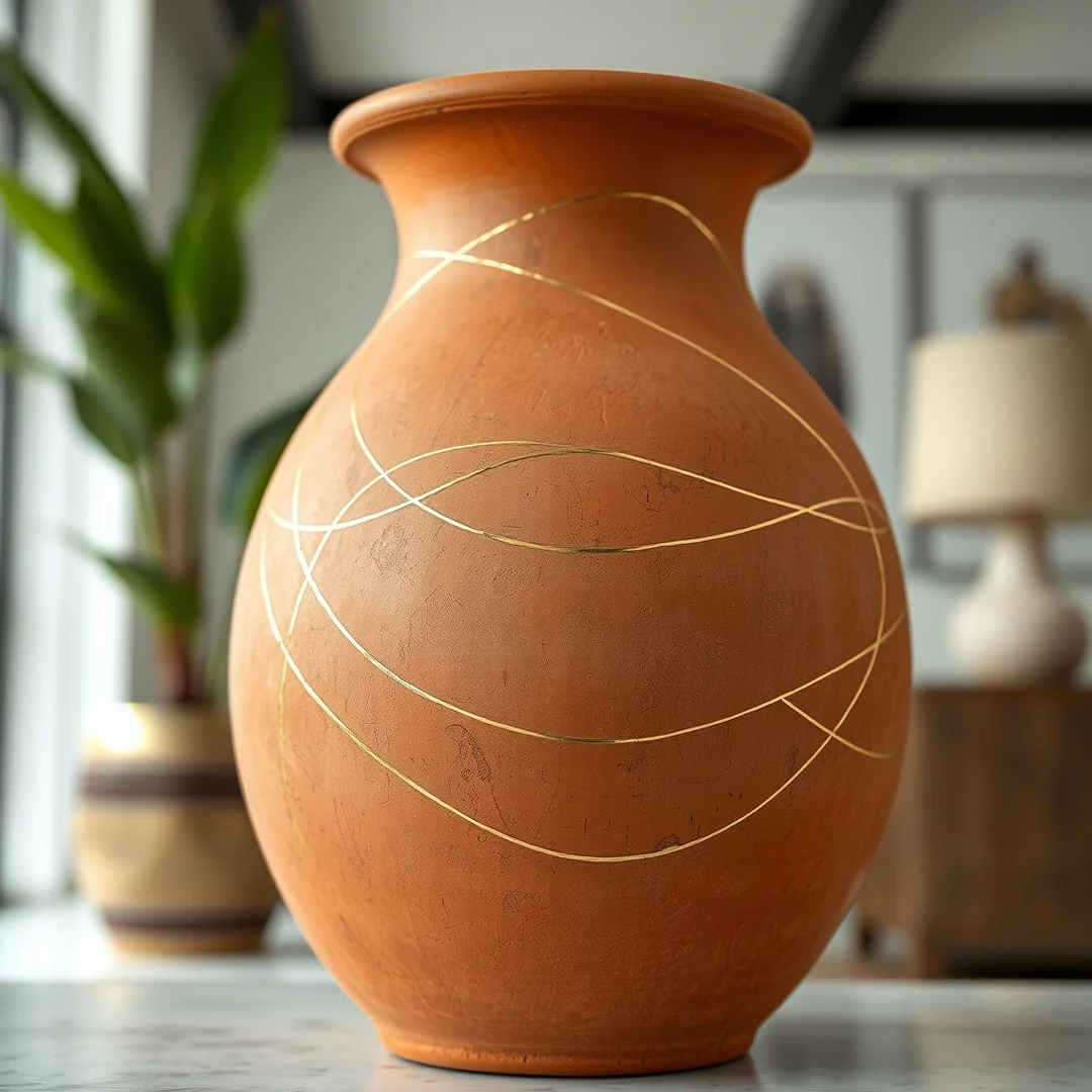 Hand-Painted Gold Accents - 17 Pottery Vase Painting Ideas for Home Decor