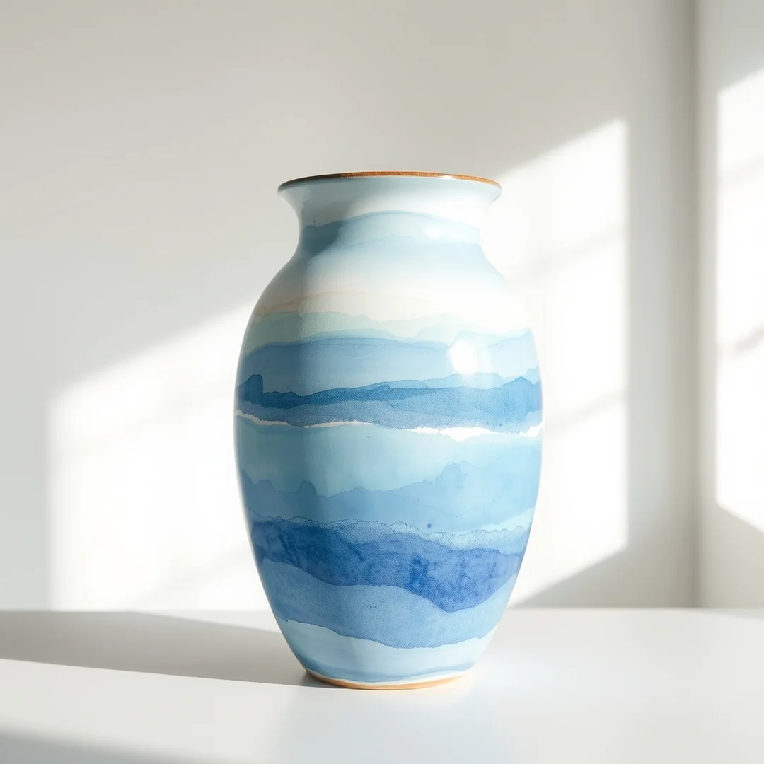 Layered Watercolor Effects - 17 Pottery Vase Painting Ideas for Home Decor