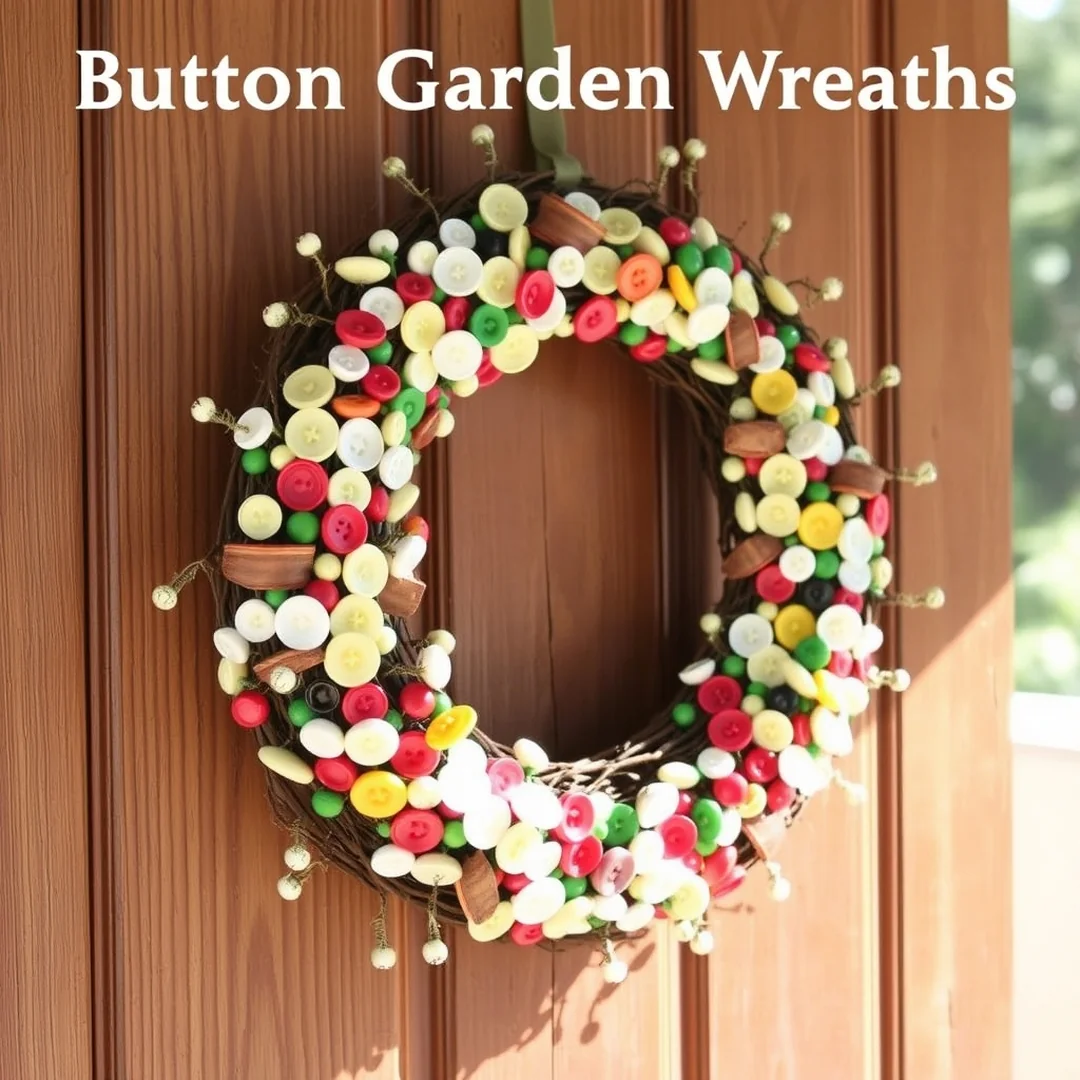 Button Garden Wreaths - 18 Button Flower Craft Ideas Adults Will Love