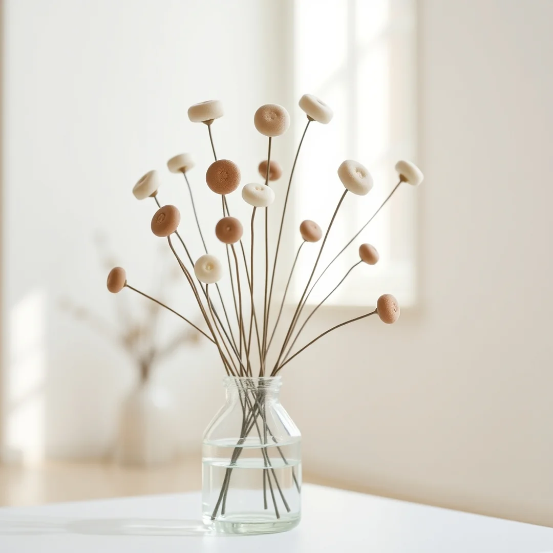 Minimalist Button Stems - 18 Button Flower Craft Ideas Adults Will Love