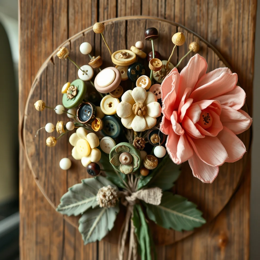 Mixed Media Flowers - 18 Button Flower Craft Ideas Adults Will Love