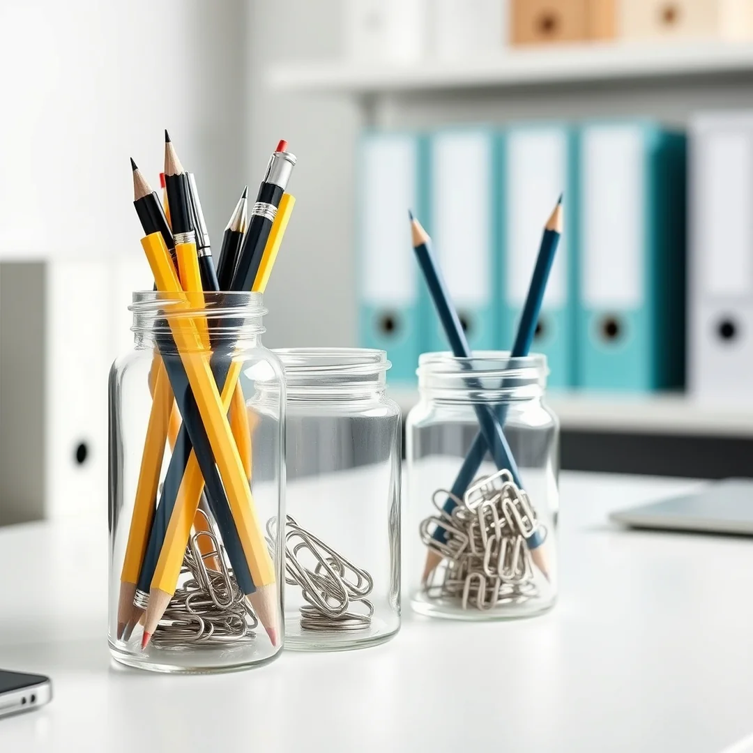 Desk Organizer Jars - 18 Glass Jar Decorating Ideas for Every Room