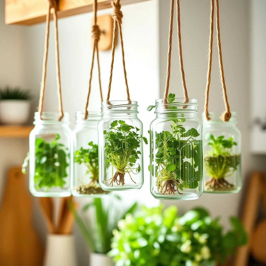 Hanging Glass Jar Planters - 18 Glass Jar Decorating Ideas for Every Room