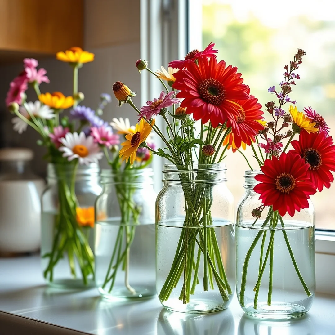 Repurposed Glass Jar Vases - 18 Glass Jar Decorating Ideas for Every Room