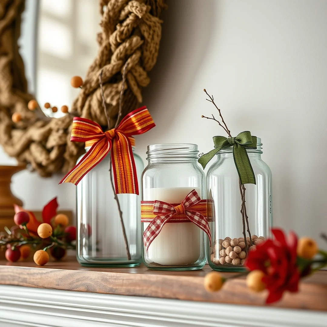 Ribbon Embellished Jars - 18 Glass Jar Decorating Ideas for Every Room