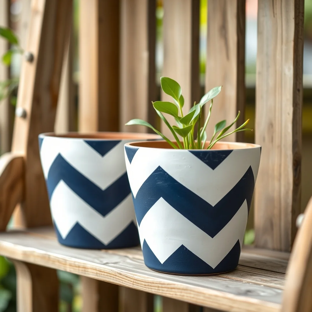 Chevron Painted Garden Pots - 18 Painted Terracotta Pot Ideas for Garden Decor