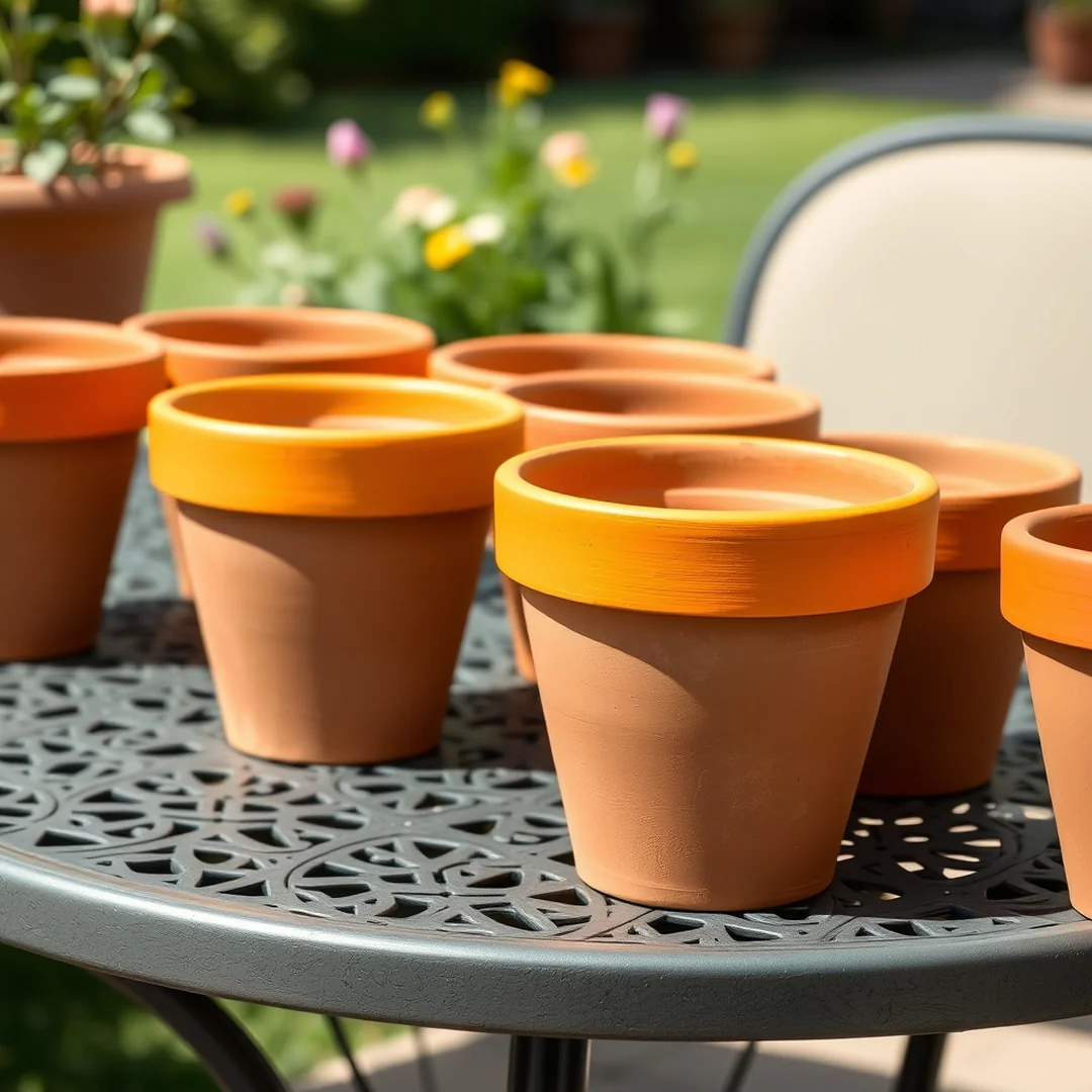 Color Blocked Rim Details - 18 Painted Terracotta Pot Ideas for Garden Decor