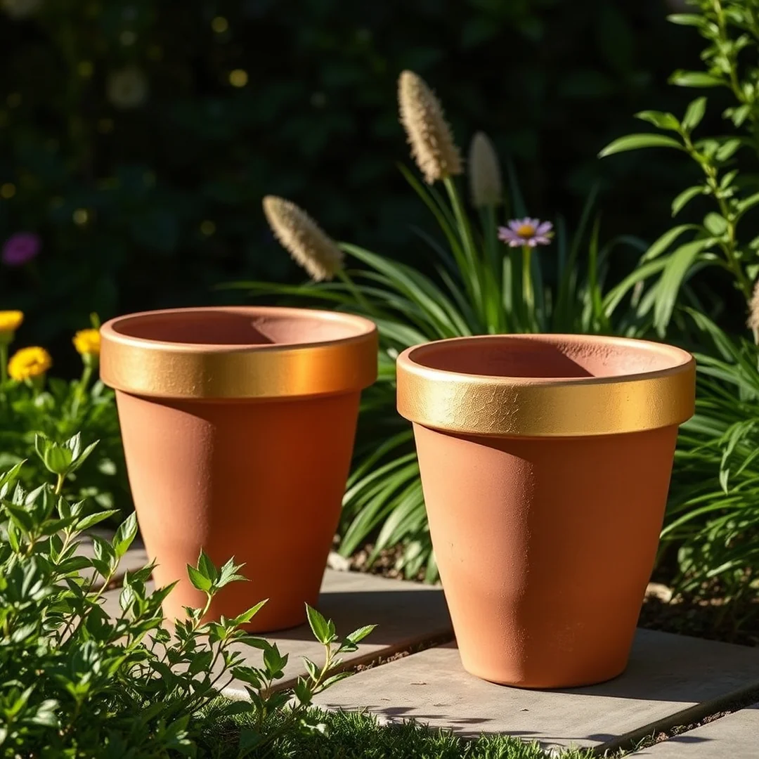 Metallic Accent Clay Planters - 18 Painted Terracotta Pot Ideas for Garden Decor