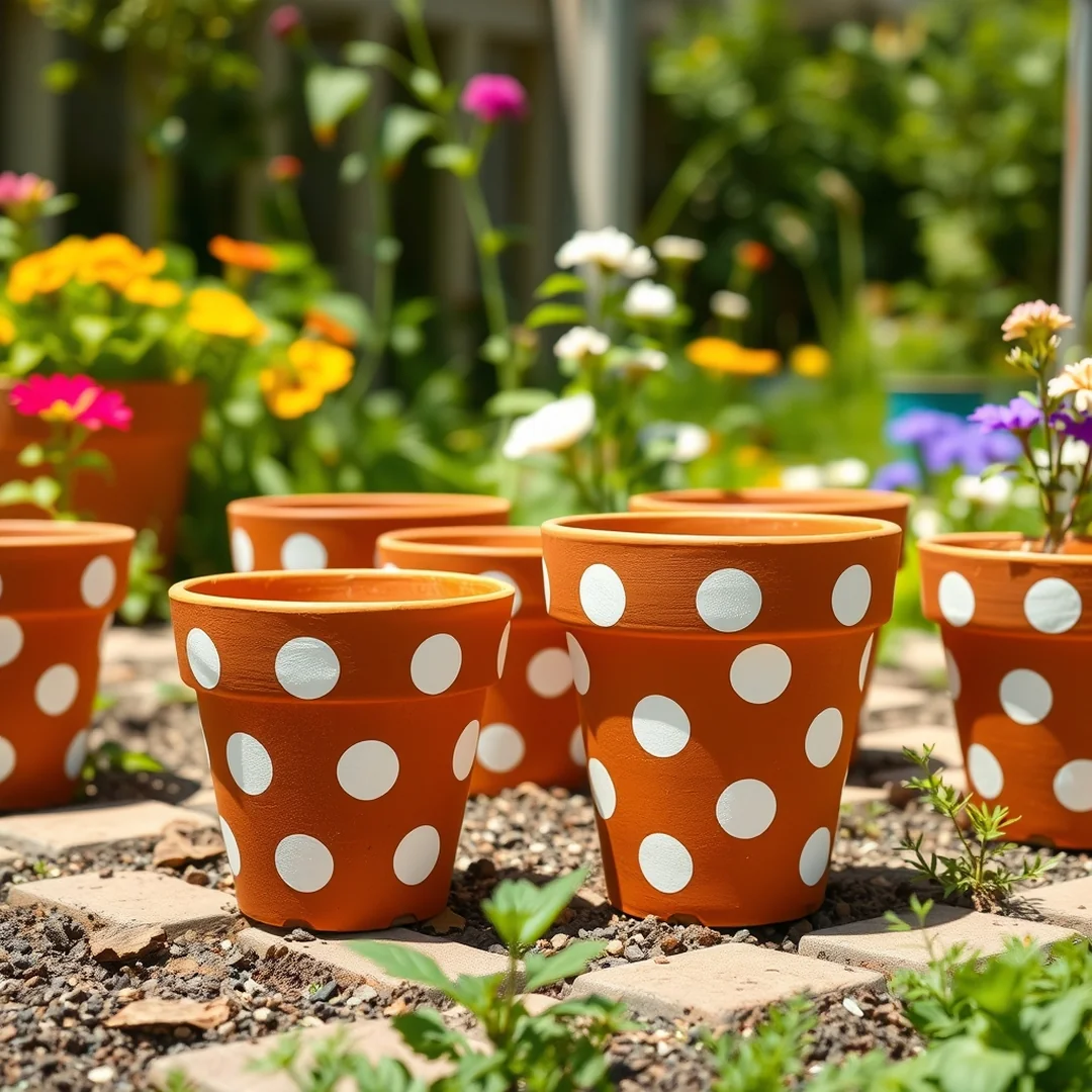 Polka Dot Garden Pots - 18 Painted Terracotta Pot Ideas for Garden Decor