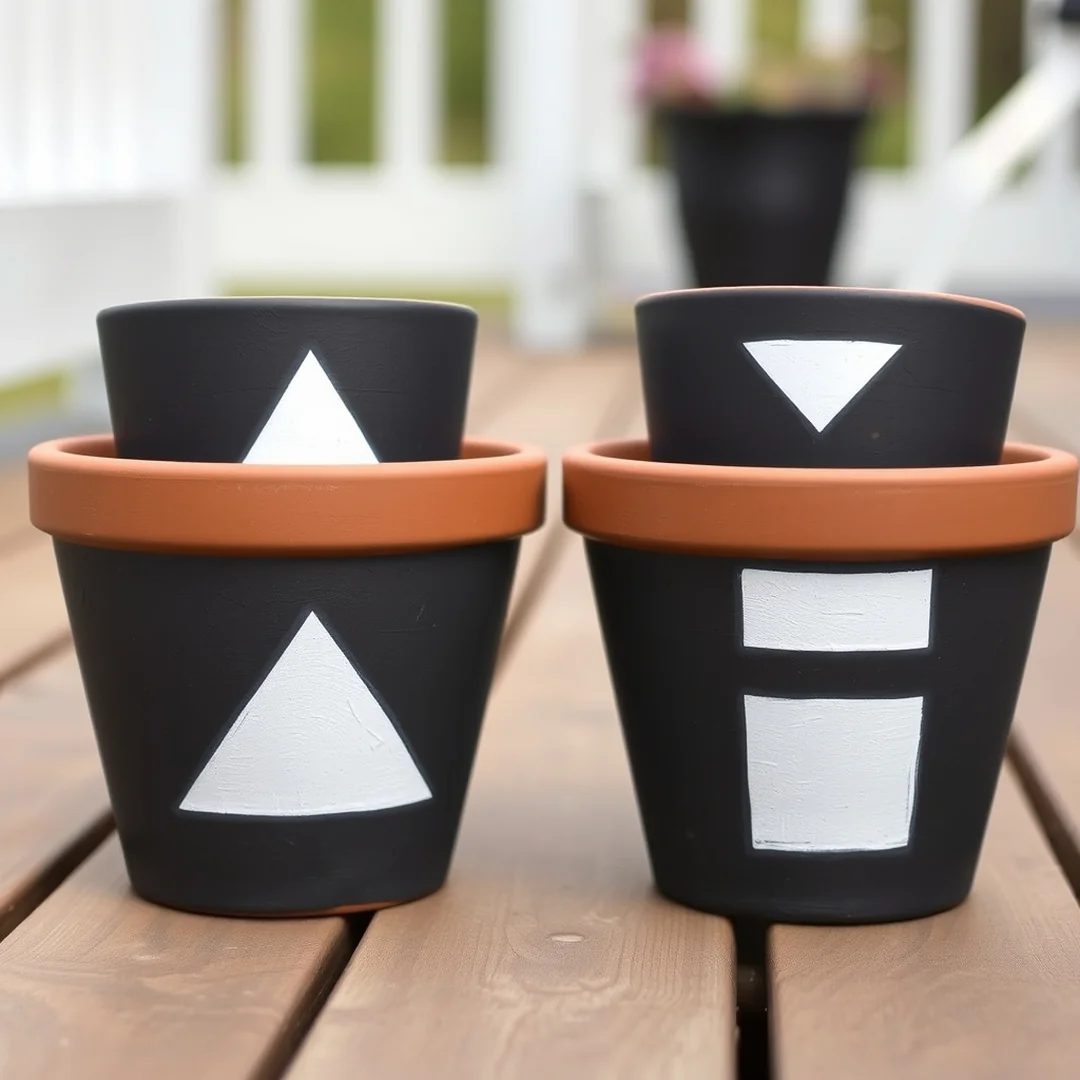 Simple Geometric Pattern Designs - 18 Painted Terracotta Pot Ideas for Garden Decor