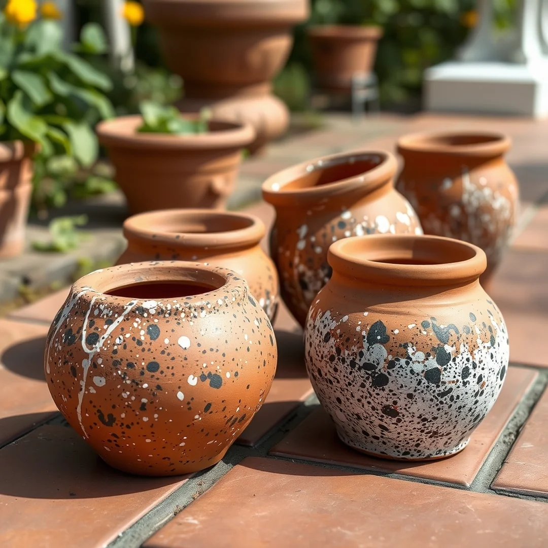 Speckled Terracotta Pot Art - 18 Painted Terracotta Pot Ideas for Garden Decor